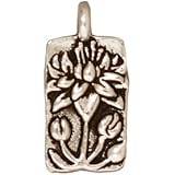Fine Silver Plated Pewter Floating Lotus Charm 17mm (1)