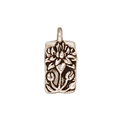 Fine Silver Plated Pewter Floating Lotus Charm 