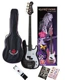 SX GRB1K CBK BASS GUITAR PACKAGE BLACK SPARKLE w/Bag and Instructional DVD