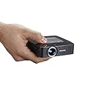 Philips Picopix PPX3614 Portable Wireless LED Mini Projector, 120" Display, 140 Lumens, WiFi &amp; DLNA, Internal Rechargeable Battery, Embedded Speaker