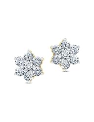 Diamond (1.19 Ct, GH-VVS), 18 Kt Yellow Gold Classic Seven-Stone Diamond Studs