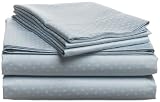 Premier Swiss Dot 600-Thread-Count 100% Cotton Sateen Queen Sheet Set, Light Blue
