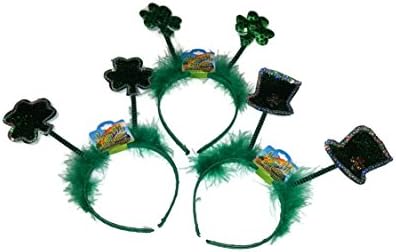 Set of 3 St Patrick's Day Wrapped Plastic Headbands Green Bobble Headbands