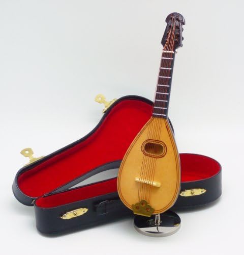 Miniature musical instrument figures mandolin 18cm special case & stand with