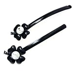 Crystal Clear Clover with Hyper Black Stem Bobby Pins