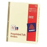 Laminated Tab Dividers, 3-HP, A-Z, 11x8-1/2, Buff, Sold as 1 set