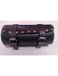 Leather Motorcycle Braided Trim Studded Leather Tool Roll Sissy Bag