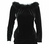 Onxy Nite Fur Neck Blouse Black Medium