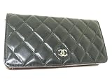 （シャネル）<strong>CHANEL</strong> マトラッセ ロゴプレート付き二つ折り長財布 マトラッセ A31509 ブラックXボルドー 並行輸入品