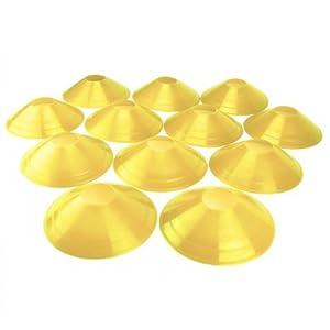 Set of 12 Field Disc Cones made from soft plastic by Crown Sporting Goods (Yellow)
