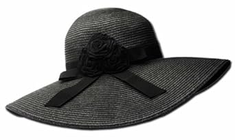 Womens Upf 50+ 100% Paper Straw Ribbon Flower Accent Wide Brim Floppy Hat
