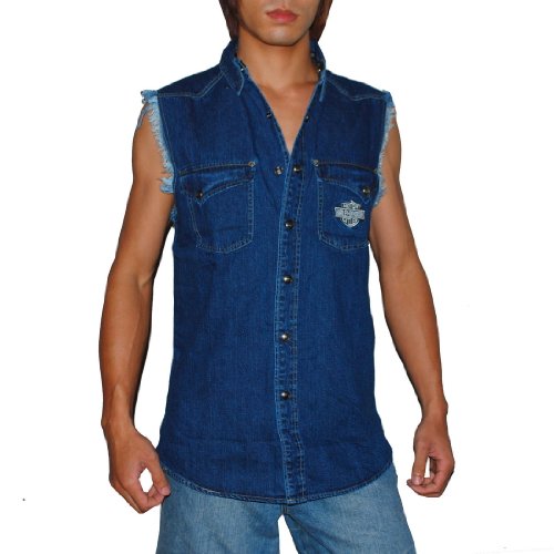 Mens Harley Davidson Motorcycles Racing Sleeveless Jean Jersey / Vest – Small