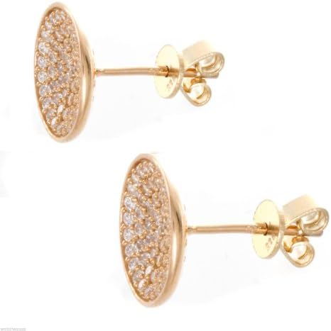 Sterling Silver Round Shape Sterling Silver Rose Gold CZ Women's Stud Earrings