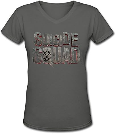 LTJTOT Women's Suicide Squad Logo V-Neck T-shirt DeepHeather X-Large