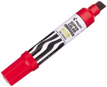 4 PACK: Pilot Jumbo Permanent Markers, Extra Wide Chisel Point, Red Ink (45300)