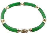 Green Jade Curved Bar Single-Row Vera-Link Bracelet, 14k Gold