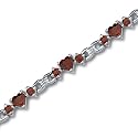 Alluring Design 7.50 carats total weight Heart & Round Shape Garnet Gemstone Bracelet in Sterling Silver