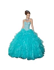 Organza/Tulle  Beaded   Ball Gown Prom Dress  With Ruffles