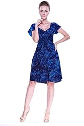 Short Sleeves Rayon Flowy Dots Print Tropical Print Summer  Dress