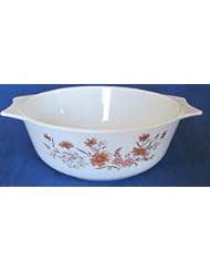 Single Detail Page Misc: Pyrex 1-1/2 Quart Mixing Bowl - Peach Floral - Made in England - Pyrex