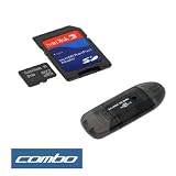 Sandisk Class 2 8gb Microsd Card with Adapter + Black USB Memory Card Reader for Cell Phone Smartphone