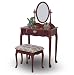 Cherry Wood Queen Anne Vanity with Table & Bench Set