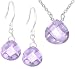 Sterling Silver Light Purple Glass Briolette Earrings and Pendant Set