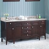WF6735-72/DC Double Sink Wood Vanity With Granite Top and Backsplash
