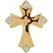 14K Yellow Gold Engraved Diamond Cross Pendant - 0.06 Ct.