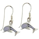 Sterling Silver Mother Of Pearl Dolphin Dangle Earrings