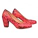 Charm Foot Fashion Floral Print Womens Chunky High Heel Pumps