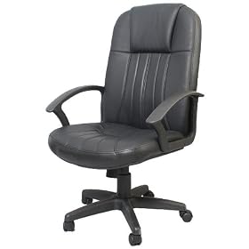 Pendleton Leather Executive Office Chair w  Black Base and Gas Lift and Tilt w  Lumbar...