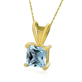 Gold Overlay Sterling Silver 6mm Square-Cut Blue Topaz Pendant by Amazon.com Collection