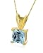 Gold Overlay Sterling Silver 6mm Square-Cut Blue Topaz Pendant