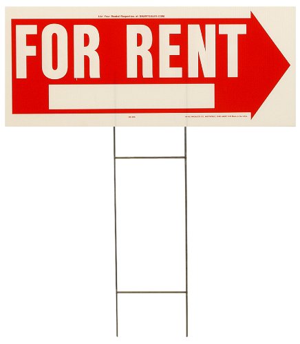 Hy-Ko RS-806 for Rent Sign, 10" x 24", Red/White