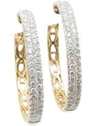 Women 18k Yellow Gold 0.98ctw diamond Hoop earring 67 LE279Y Size 7.35