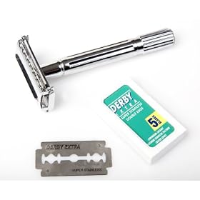 SF120 - Kit de rasage �cologique et �conomique comprenant un rasoir de suret� classique Shaving Factory et 10 lames Derby Extra � double tranchant!