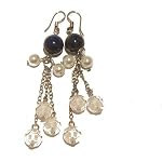 Lapis Earrings 09 Dangle Blue White Bead Chain Crystal Healing Gemstone 3