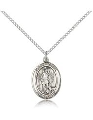 .925 Sterling Silver Saint St. Lazarus Medal Pendant 3/4 x 1/2 Inches Leprosy-8066- Comes with a .925 Sterling Silver Lite Curb Chain Neckace And a Black velvet Box