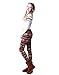 HDE Women Winter Knit Leggings Fleece Line Nordic Design Thermal Insulated Pants (White Poinsettia, Medium)