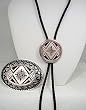 Silver Plated Aztec Diamondcut Copper Bolo Tie / Buckle Set