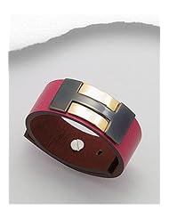 Pink Leather Bracelet In White Base