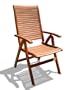 VIFAH V509 Outdoor Wood Folding Arm Chair with Multiple-Position Reclining Back