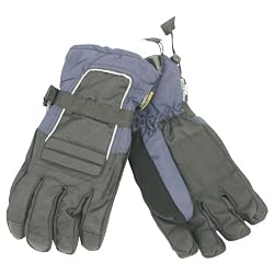 Men's "Moguls" Thinsulate Lined / Waterproof Padded Ski Gloves - Black/Blue, X-Large