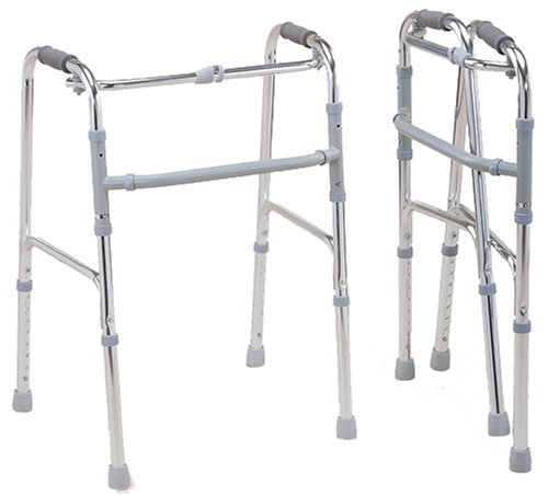 2 FOLDING WALKERS WITH 8 LEVELS OF ADJUSTABLE HEIGHTS. ONLY 4