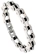 Solid Link Surgical Steel & Rubber Bicycle Chain Bracelet 7/16 in. (11 mm) wide