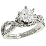 Twist Pave Diamond Engagement Ring .46cttw (CZ ctr)