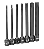 7pc 3/8"ドライブ　6"ロング　インチ（SAE） ヘックスドライバーセット