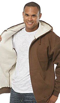 Mens Full Zip Hooded Sweatshirt w/Thermal Lining, Indigo, 3XLarge