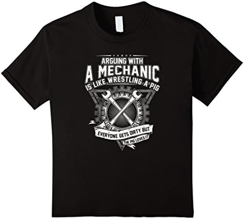 Kids Arguing With A Mechanic Pig Loves It Funny T-Shirt 10 Black